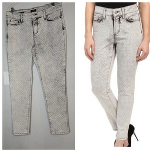 NYDJ Gray rhinestone dot Clarissa Ankle Stretch Jeans. Women's size 12 .